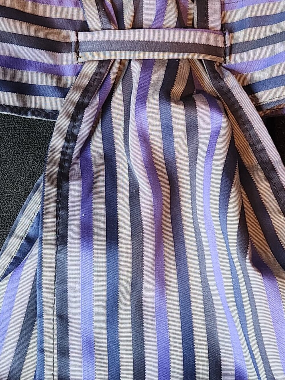 STOCK TIE PRE-TIED Blue Gray Black STRIPE by ORNAMENTS OSFA NEW